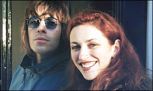 Sarah Lawson with Liam Gallagher (l) outside the Oasis star's London home